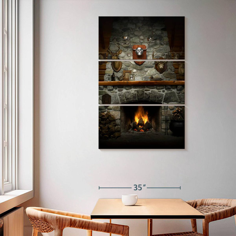 Lilie Rustic Stone Fireplace, 65" H x 42" W