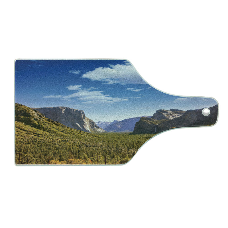 Planche à découper en verre trempé Ambesonne American Yosemite El Capitan US Green Blue