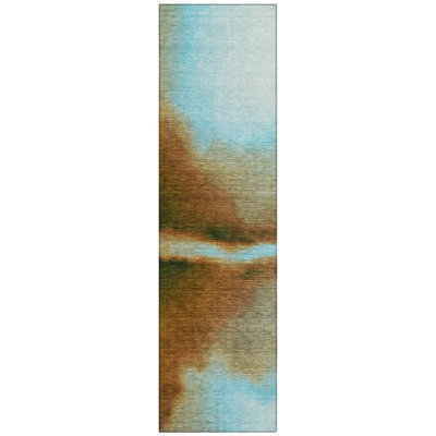 Machine Washable Indoor/Outdoor Lockway ACN2419 Abstract Rug