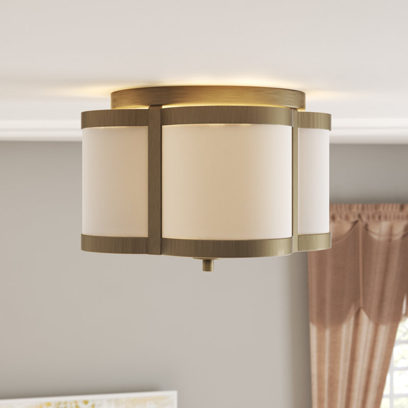 Plafonnier 3 lumières Meridian en laiton naturel, Laiton, H 11,75 po x l 16 po x P 16 po