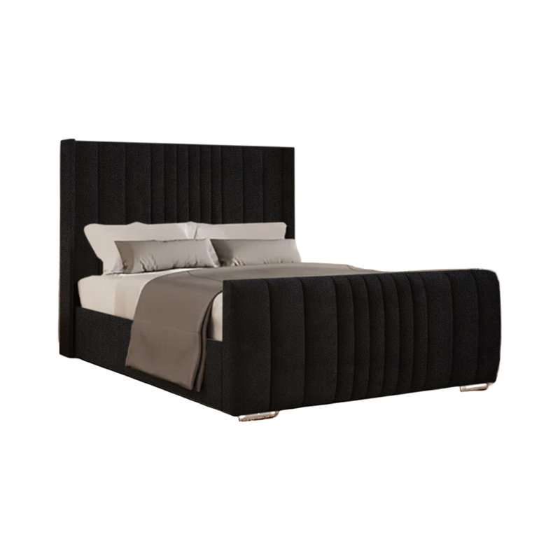 Schwamm Upholstered Bed Frame, Black, Single (3')