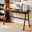 Bureau d'ordinateur 100% bois d'hévéa massif, bureau d'écriture rétro en noyer avec tiroir, structure en A robuste, 39,37 po x 21,62 po, table d'étude de bureau à domicile très épaisse de 1,38 po