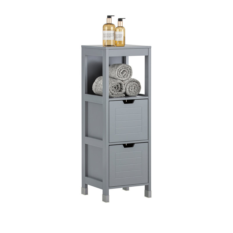 Lyndora Freestanding Tall Bathroom Cabinet, Dark Grey