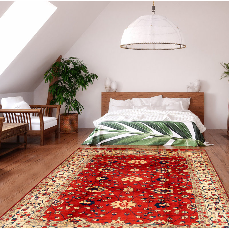 Tapis décoratif en laine de conception unique 6 pi 7 po x 9 pi 8 po noué à la main New Age