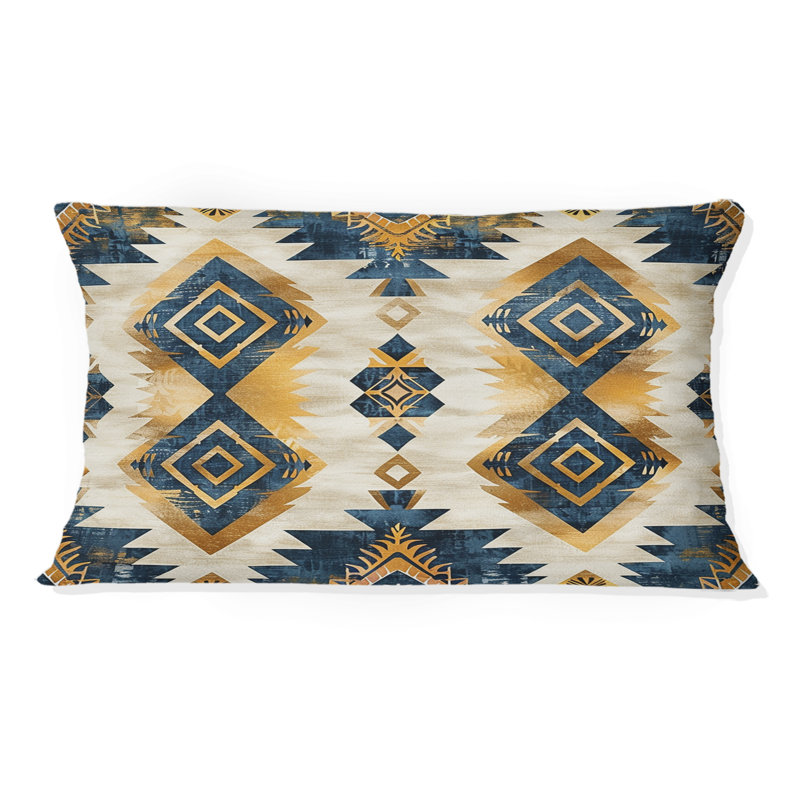Coussin lombaire rétro bleu géométrique Navajo II