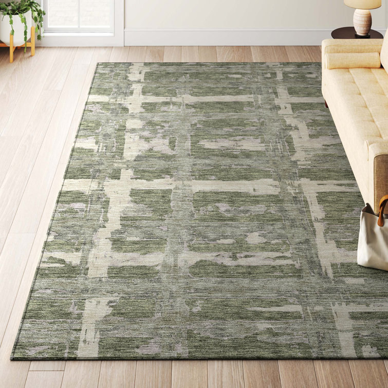 Mahaney Washable Striped Polyester Rug 