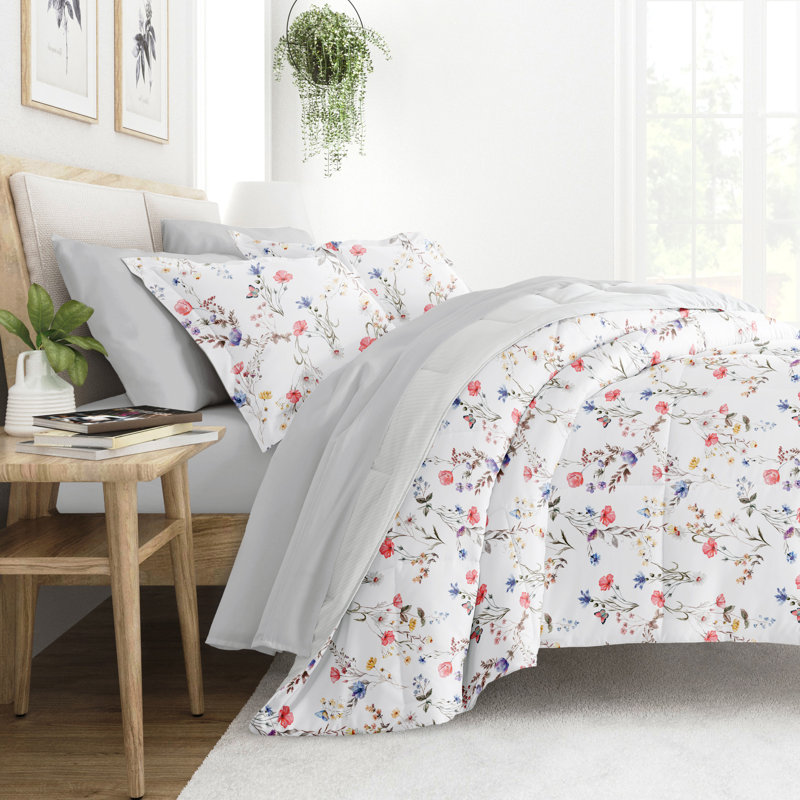 Twin Gray Textured Stripe Microfiber Bed in a Bag Set