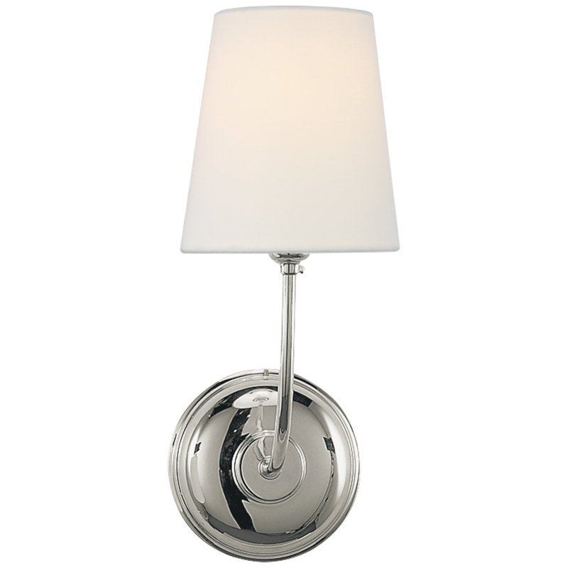 Thomas O'Brien Vendome Single Sconce, Polished Nickel, Fabric