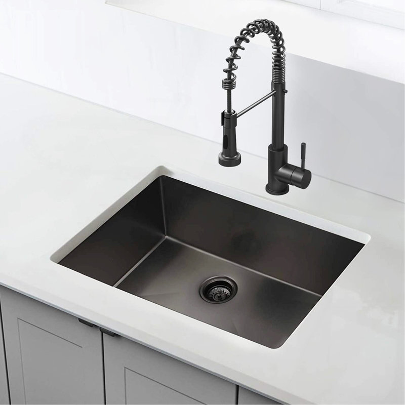 32X19 Inch  Undermount Kitchen Sink 16 Gauge Stainless Steel Single Bowl Kitchen Sink Gunmetal Black