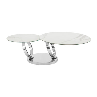 Satellite Coffee Table In White Marbled Porcelain -  Casabianca Furniture, CB-129WM
