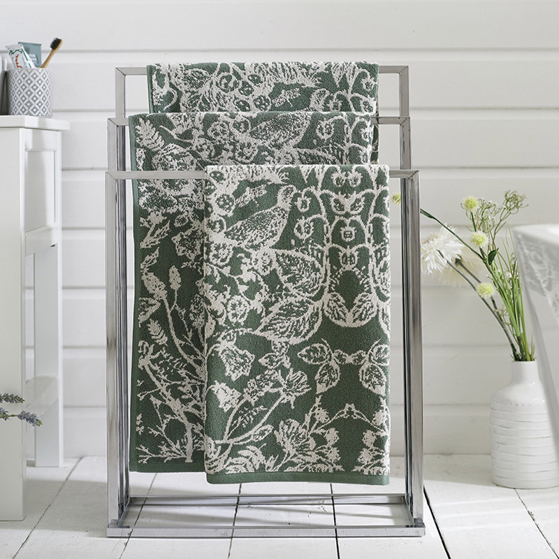 Secret Garden 550gsm Yarn Dyed Jacquard Comfort Co 100% Cotton Midweight, Green, Bath Towel - 1 Pack