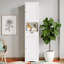67" Narrow White Cabinet — Adjustable Heights & Compact Grace for Tight Spaces