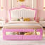 Structure de lit tapissier avec lumières DEL, lit princesse rembourré moderne avec tête de lit couronne-245950531