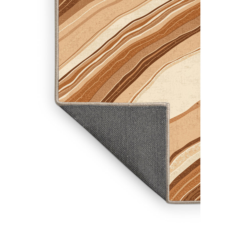 Soft Plush Beecher Grand Canyon Rustic Ombre Area Rug in Beige – Beige Binding, 2x3