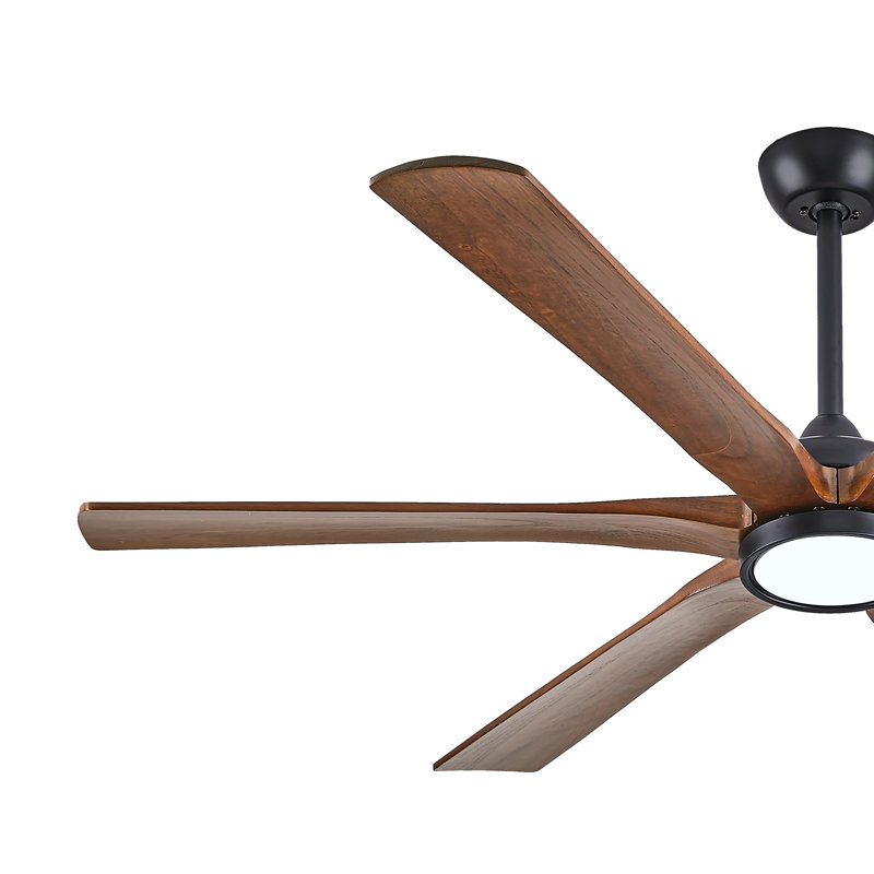 Ventilateur de plafond moderne avec télécommande, 6 pales en bois massif, moteur à courant continu silencieux, ventilateur de plafond extérieur pour patio couvert avec lumière
