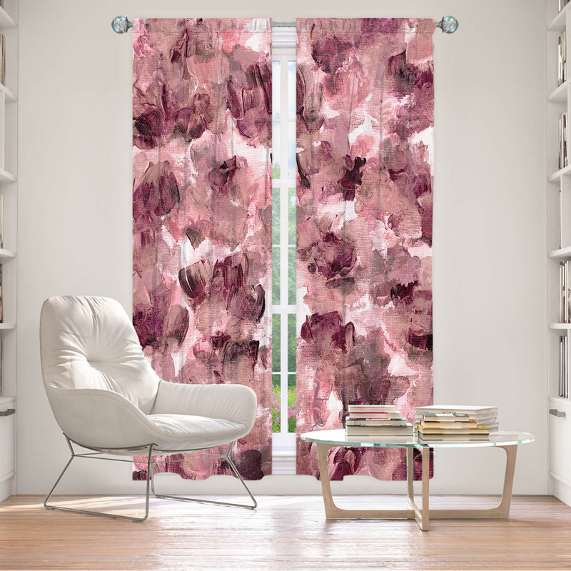 Rideau en polyester, L 20 po x L 82 po, Rose / blanc / brun