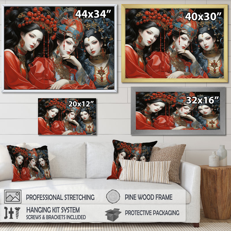 Japon Art Kabuki Theatre III - Japanese Wall Art Living Room, Cadre flottant noir, H 24 po x l 32 po x P 1 po
