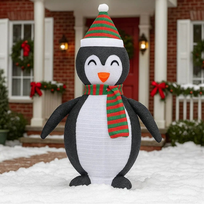 Décoration de Noël Mani, pingouin des neiges 4 pi, 120 lumières DEL, blanc et noir