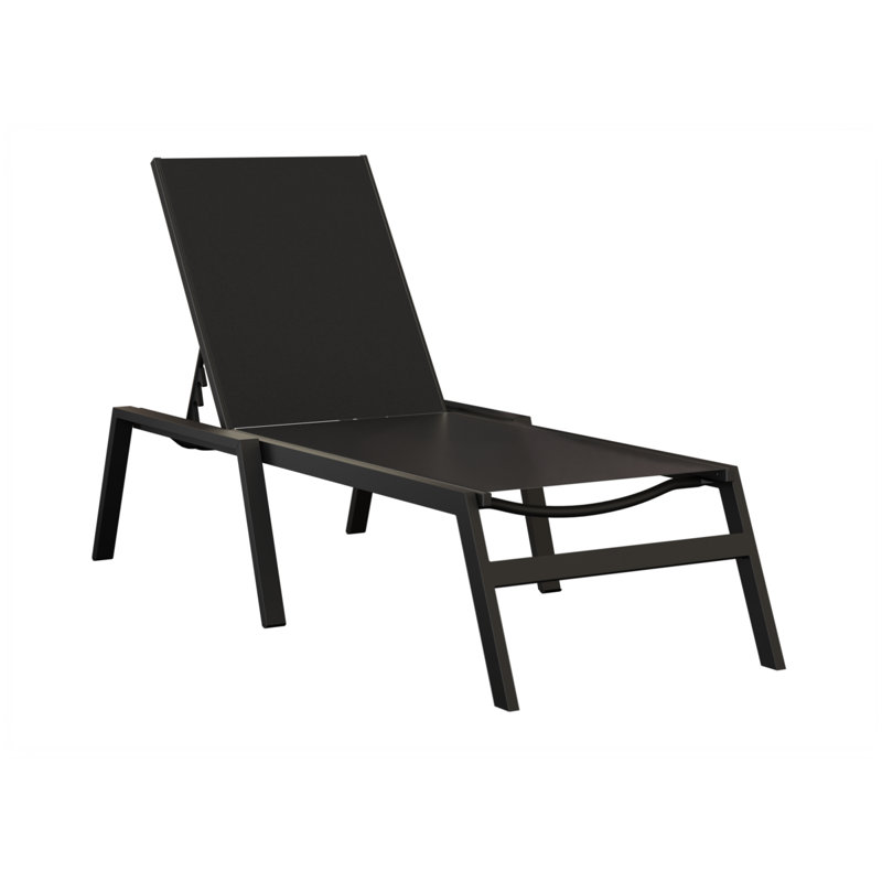 Berlin Gardens Vida Chaise Armless Lounge, Black, Matte Black