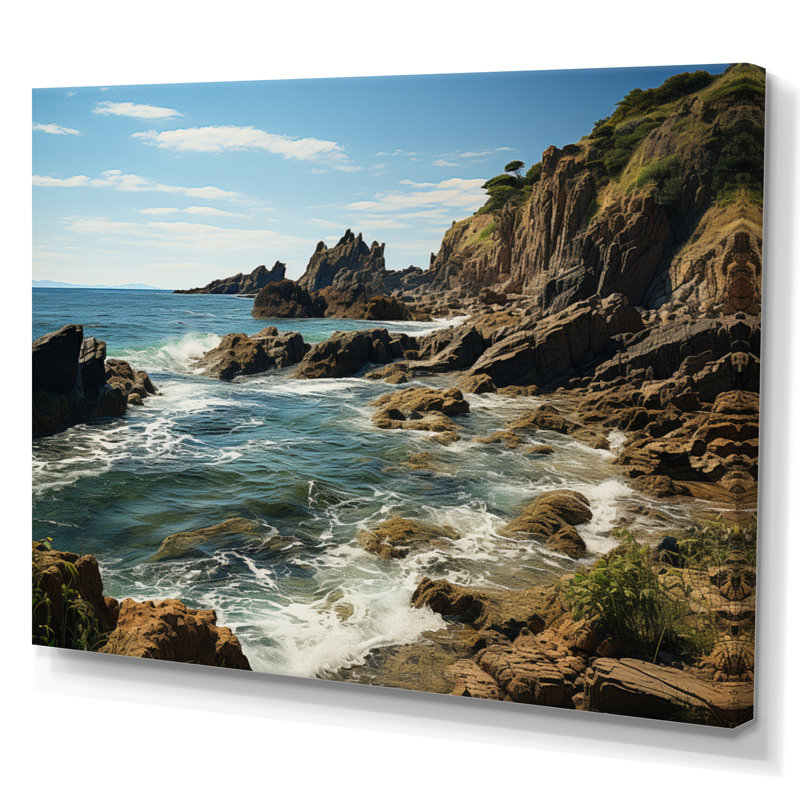 Rocky Beach Rocky Coastline I - Nautical & Beach Canvas Art Print, H 12 po x l 20 po, Toile tendue