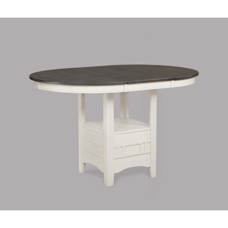 Table de salle à manger en bois à rallonge 1 pièce, Crème, Gris
