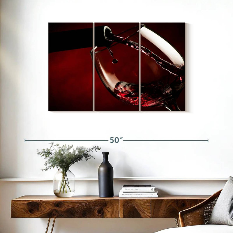 Verre à vin, reproduction d'art sur toile, H 38 po x l 24 po x P 1,25 po