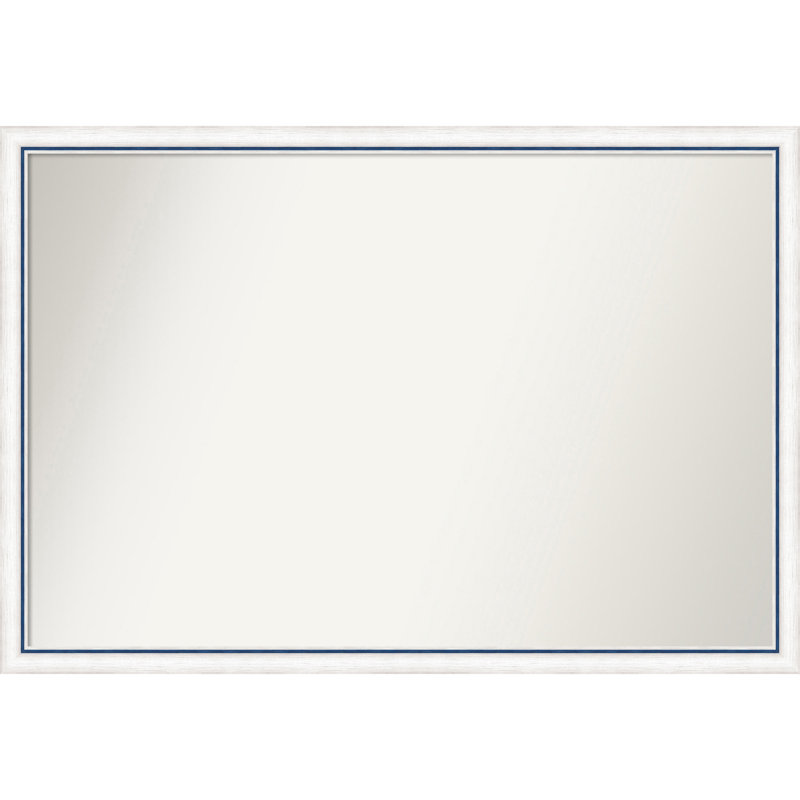 Jeritah Solid Wood Wall Mirror, Rectangle, White/Bue, 26.25" x 38.25"