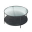 Ensemble de tables d'appoint 2 pièces Modern avec plateau en verre trempé - Table basse et table de bout avec cadre en métal noir