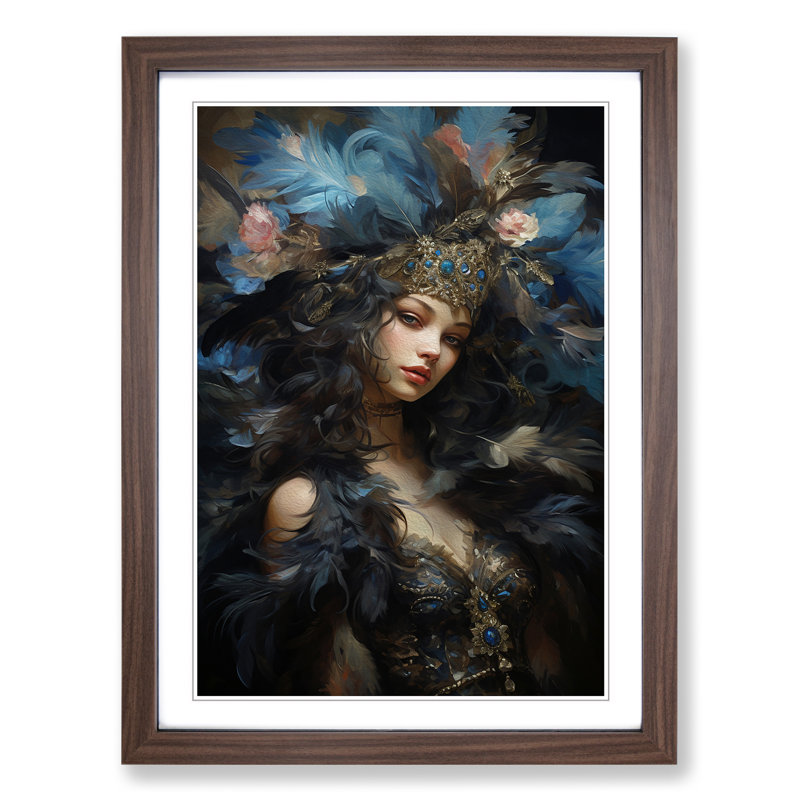 Feather Baroque Art - Framed Print, Walnut Framed, 64cm H x 46cm W