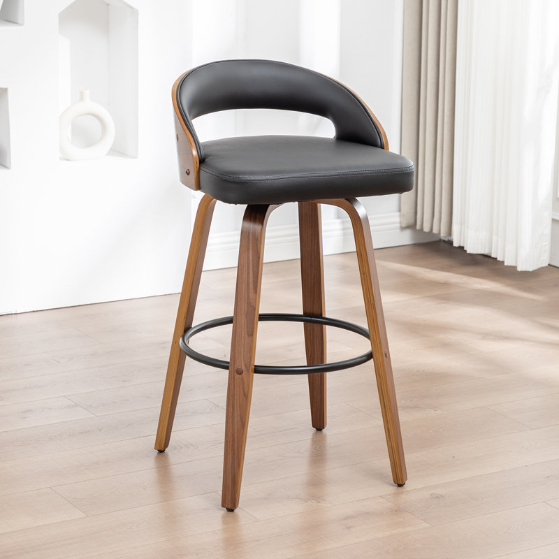 Swivel Upholstered Counter Stool, Black, Counter Stool (63.5cm Seat Height)