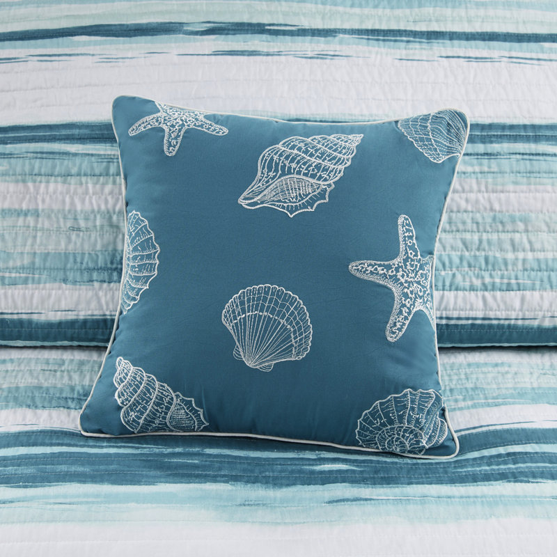 6 pièces de courtepointe imprimée très grand / très grand - Rayures aquarellées pour une chambre à coucher relaxante avec coussins décoratifs