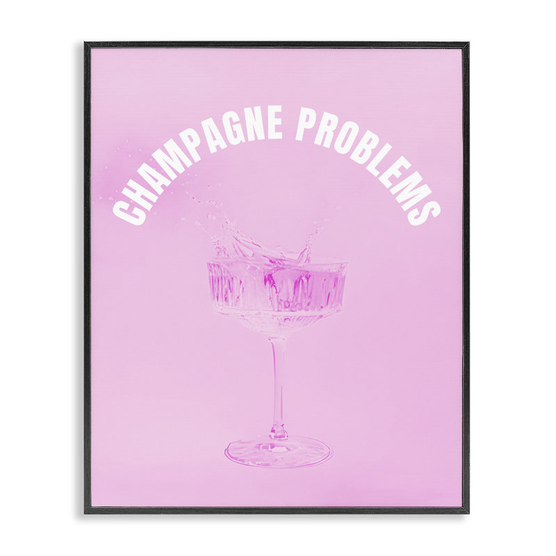  «Champagne Problems», estampe numérique par House of Lulu, H 14 po x l 11 po, Giclée encadrée noir minuit
