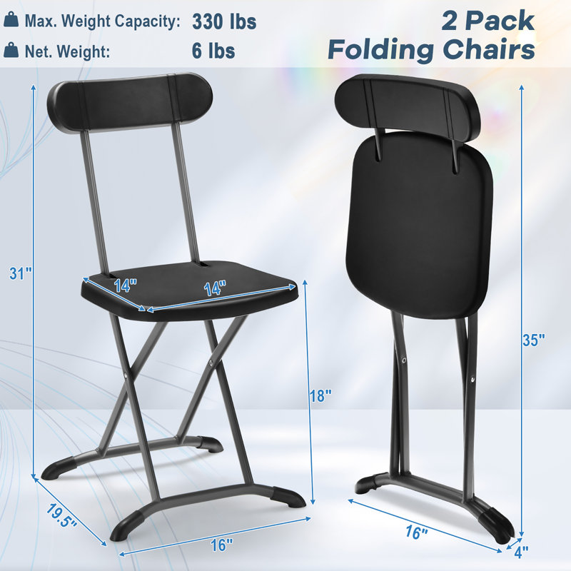 Costway Plastic / Resin Folding Chair Set, Black