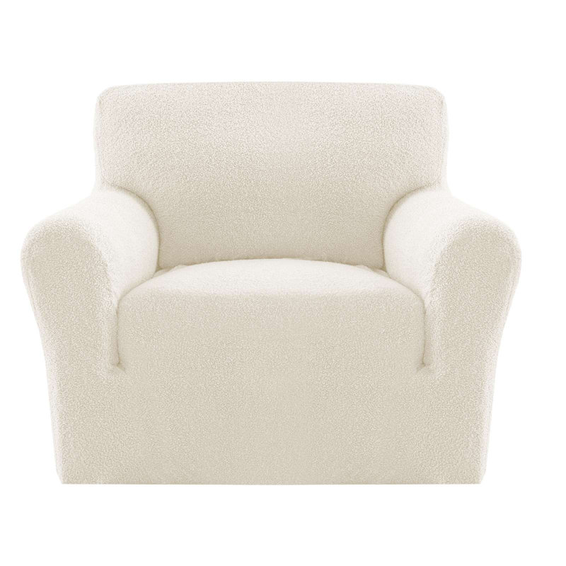 Housse de canapé en peluche élastique avec siège imperméable et lavable à la machine, H 40 po x l 38 po, Crème