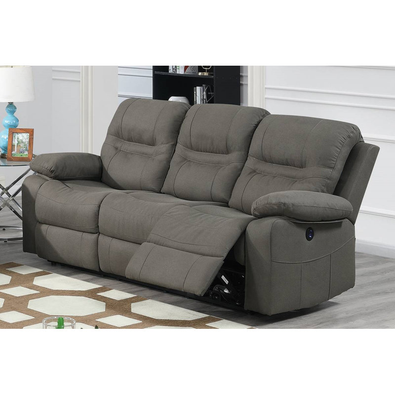 LosPalmos 86'' Faux Leather Reclining Sofa, Gray