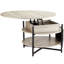 Table basse ronde à plateau relevable avec tiroirs de rangement et compartiment caché, gris ardoise, 35,3 po