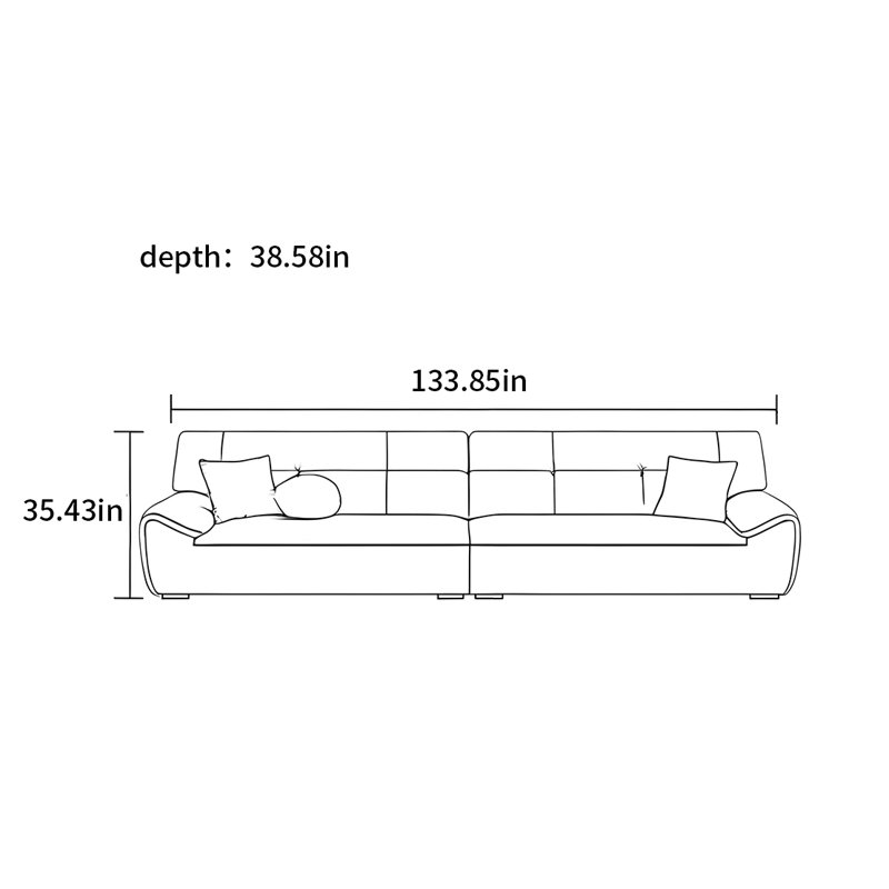 Canapé moderne avec oreilles éléphant, H 35,43 po x l 133,85 po x P 38,58 po, 6