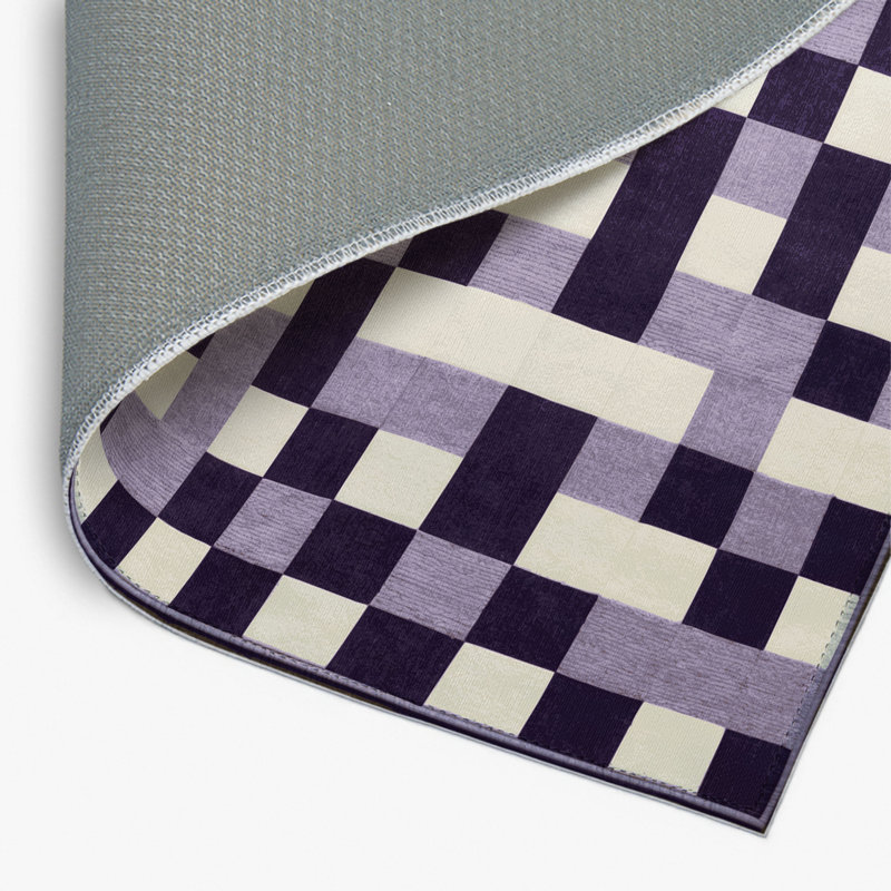 Tapis intérieur / extérieur mauve à carreaux, Rectangle 4pi x 6 pi