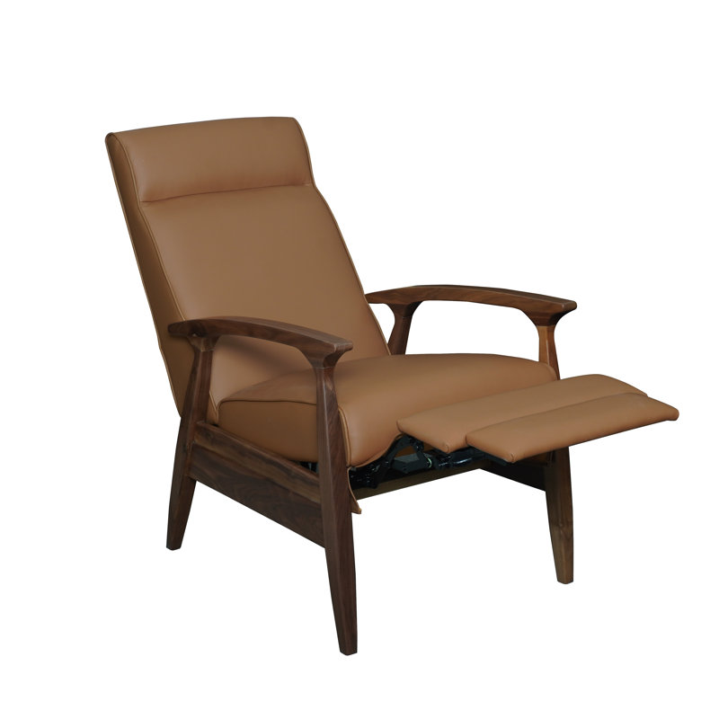 Fauteuil inclinable en cuir Piedmont, Brun, Bois de noyer