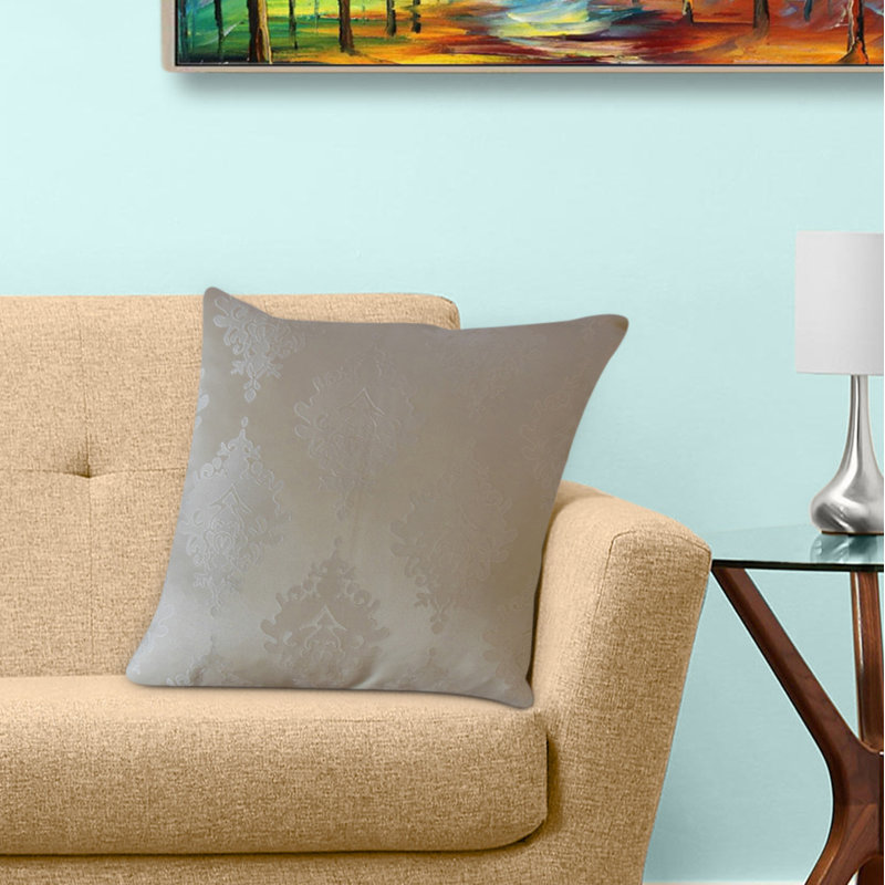 Oreiller en damas Harding, 20 po x 20 po, Coussin décoratif, Gris