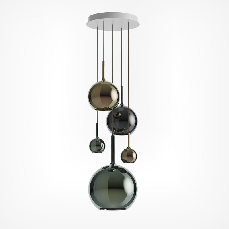 Glo Round Chandelier Pendants, Mixed Color, 5 Lights