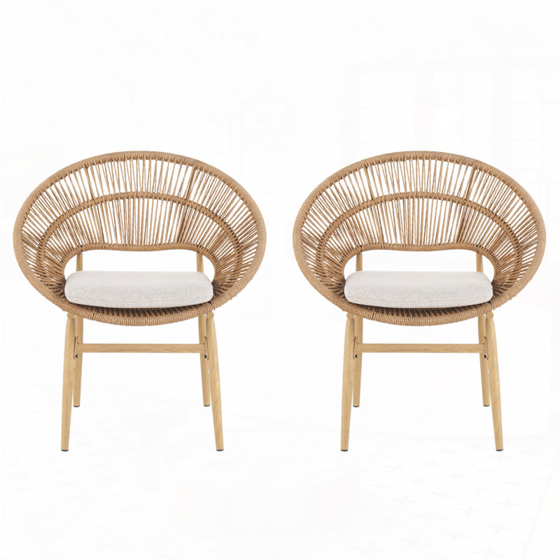 Chaise d'extérieur en osier de style papasan, Beige