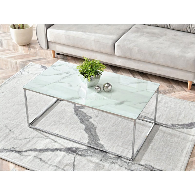 Gatun Frame Coffee Table, Silver, White