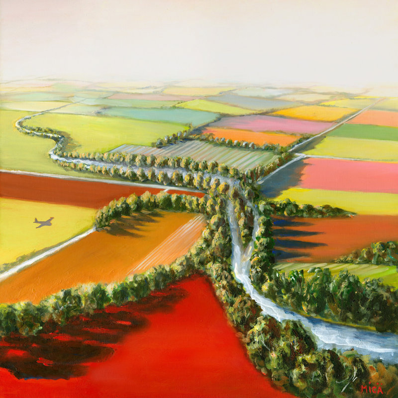 Countryside " Wandering River " by Mica, 24" H x 24" W x 1.5" D