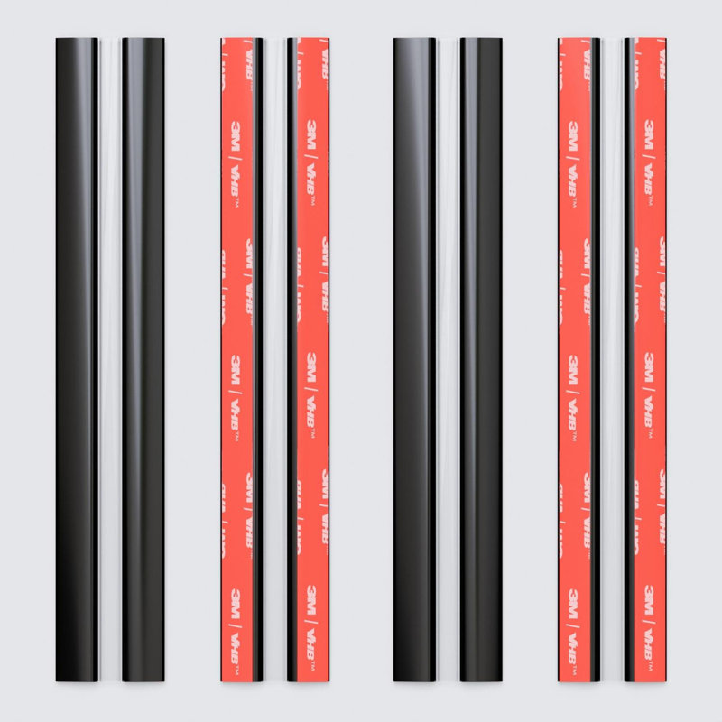 4x 200 mm Black Acrylic Flexible Hinges, Self-Adhesive, No Glue Required
