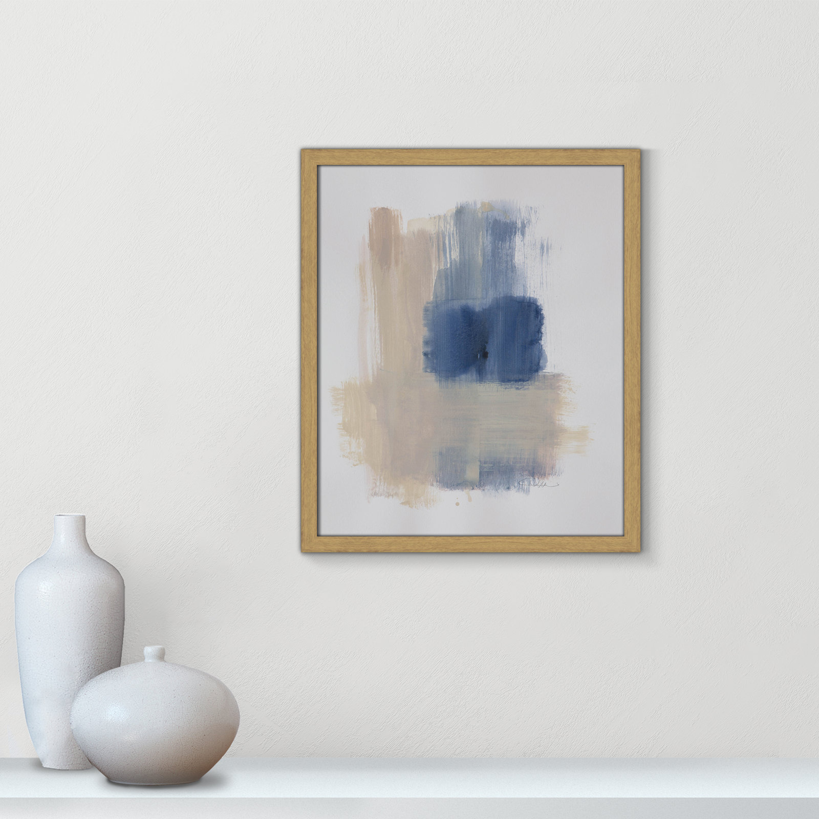 Esmeray "Powder Room Wash III" Print, 19" H x 16" W x 1.25" D  , Natural Slim Frame Unmatted