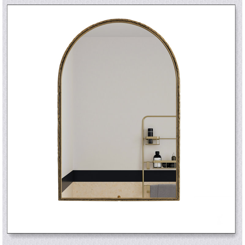Miroir mural arqué avec cadre en fer, Doré