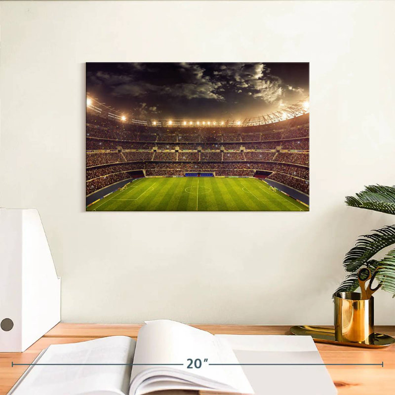 Arène de football Sireci au coucher du soleil, H 8 po x l 12 po