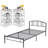 Twin Metal Bed with 2 White Nightstands – 3 Piece Modern Bedroom Set-157221608-157221613