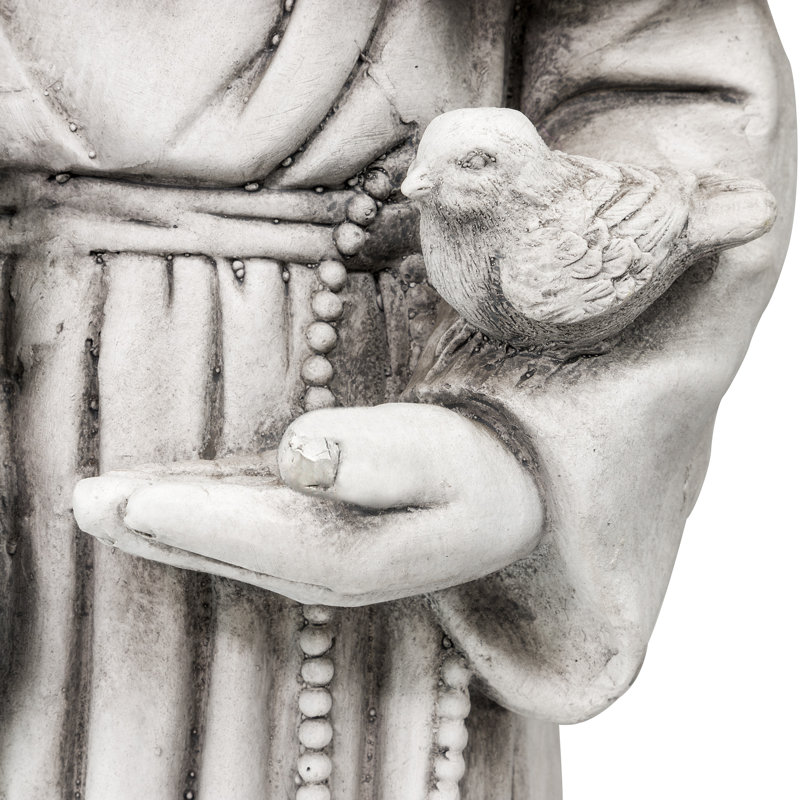 Statue st. francis Kylen, H 31 po x l 12 po x P 10 po, Gris